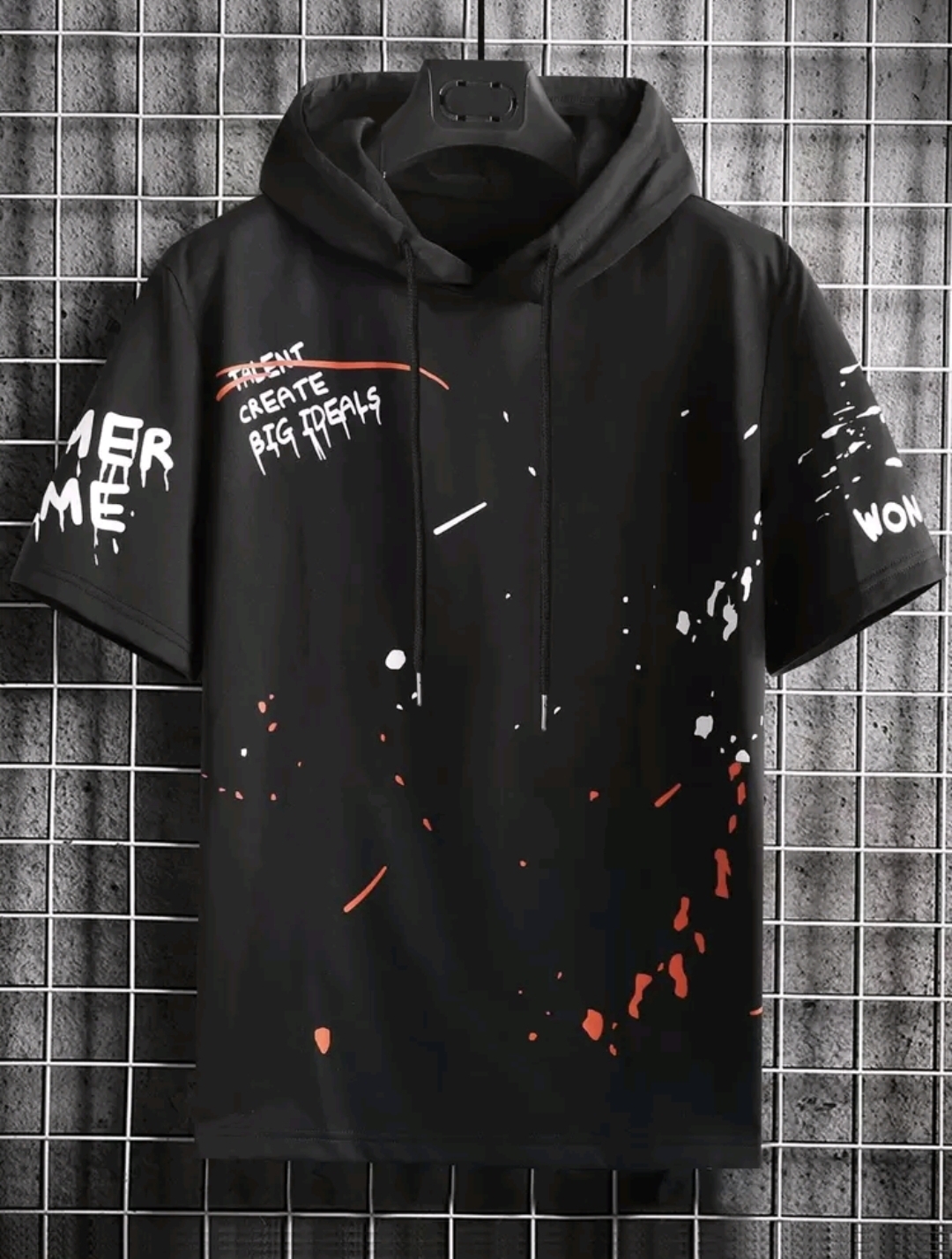 Manfinity Homme Men Splash Ink & Letter Graphic Drawstring Hooded Tee