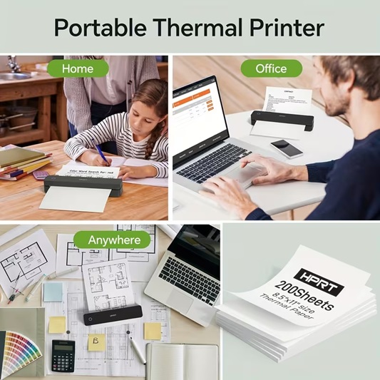 200 Sheets of Thermal Paper Sized 8.5 X 11 Inches for Portable